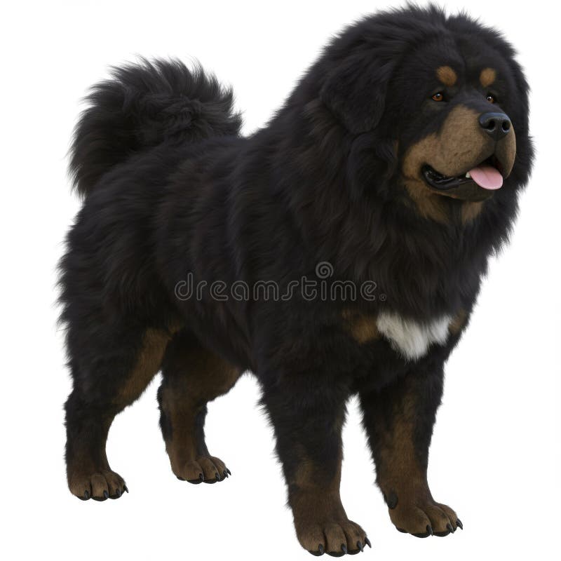 Majestic negru tibetan mastiff portret câine vector illustration