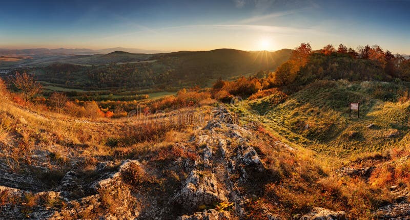 Majestic particolored forest with sunny beams. Natural park. Dramatic unusual scene. Red and yellow autumn leaves. Carpathians,