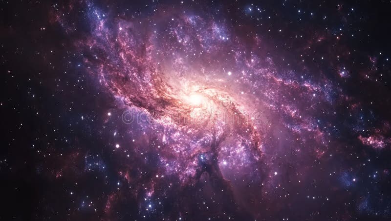 Majestic Spiral Galaxy Cosmic Background Image (Obraz kosmicznego tła Majestic Spiral) z tętniącą życiem mgławicą i gwiazdami royalty ilustracja