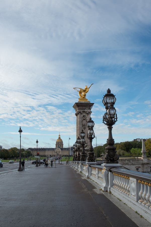 Majestic Stone Statue on Pont Alexandre III Bridge in France Editorial ...