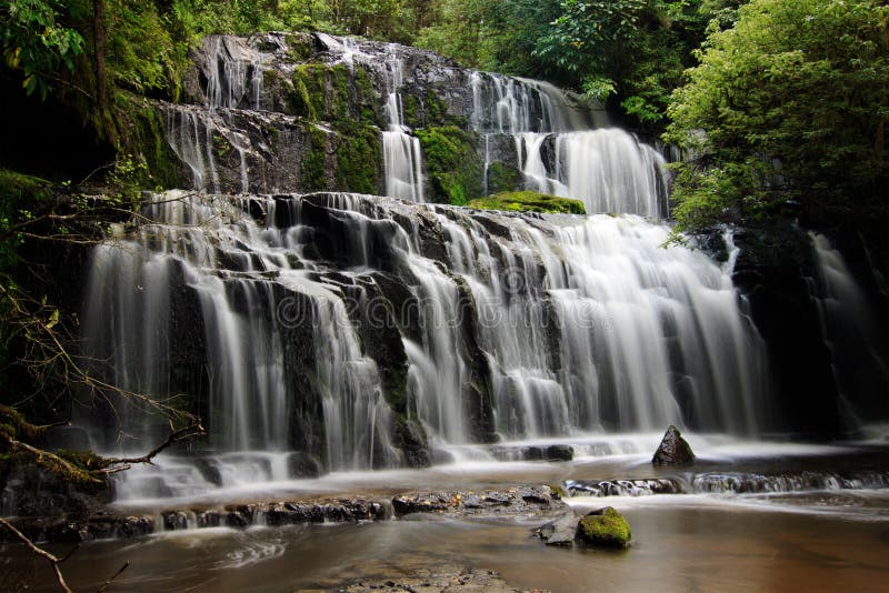 Majestic Waterfall, Purakaunui Falls, New Zealand Stock Photo - Image ...