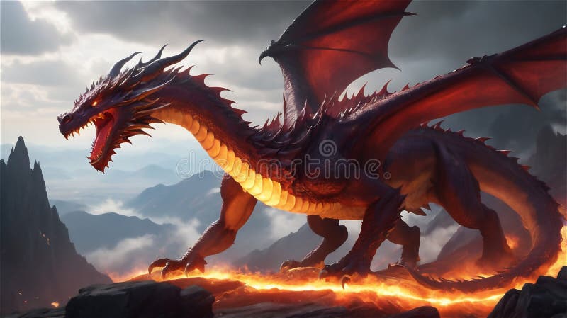 Majestueux dragon de minuit rugissant sous la pleine lune illustration stock