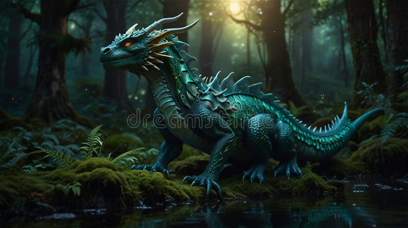Majestueux dragon de minuit rugissant sous la pleine lune illustration de vecteur