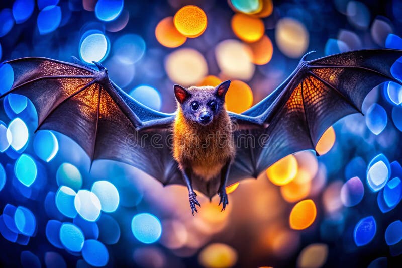 Majestueux renard volant s'envole dans le ciel nocturne une superbe photo de nuit capture d'un chef-d'oeuvre de la faune illustration stock