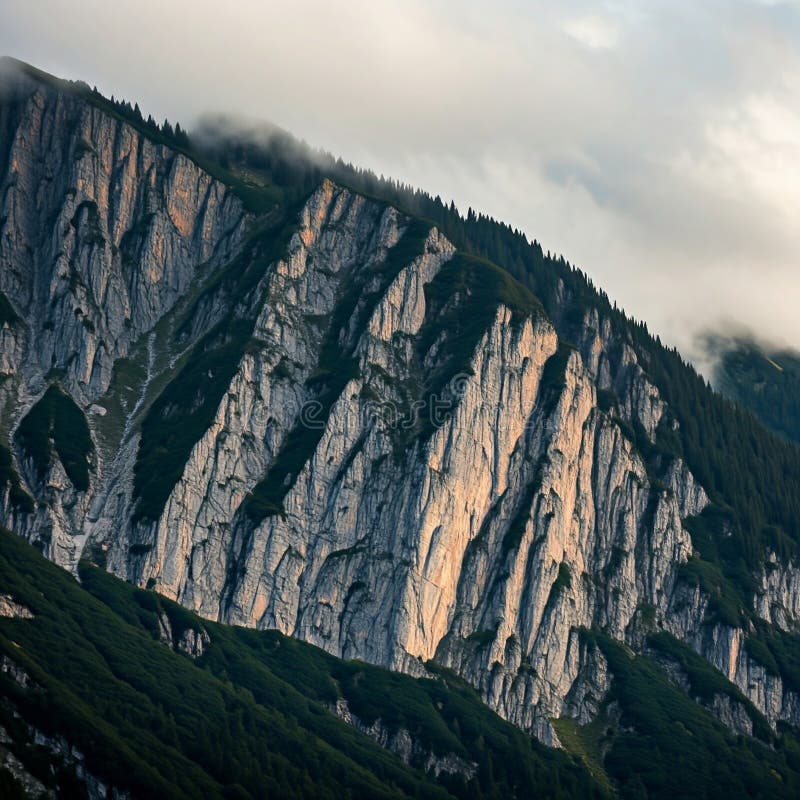 Majestueux sommet de montagne noyé dans la brume illustration de vecteur