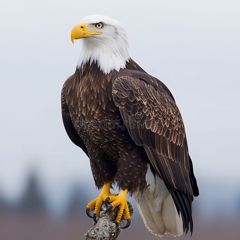Majestuoso águila calva encaramado en la rama de la vida silvestre stock de ilustración