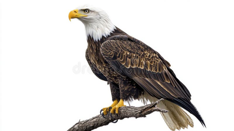 Majestuoso águila calva encaramado en rama meteorológica stock de ilustración