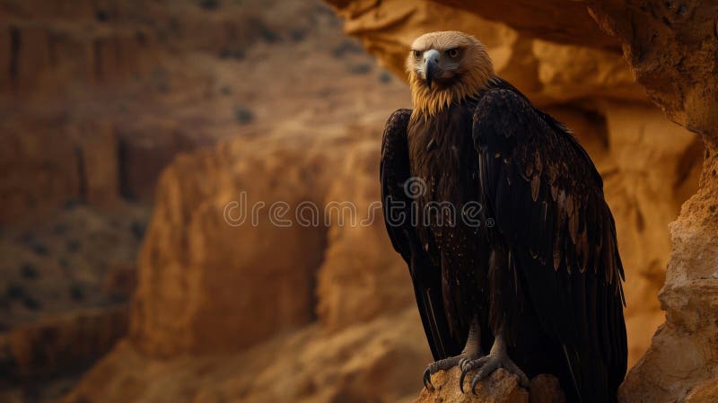 Majestuoso águila dorada encaramada en la roca del cañón ilustración del vector