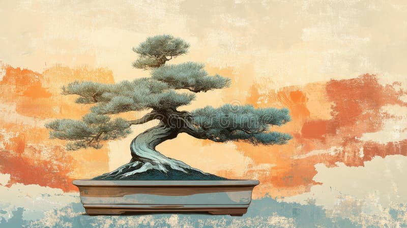 Majestuoso árbol bonsai en un ambiente artístico sereno. generado por ai