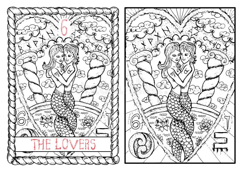The major arcana tarot card. The lovers