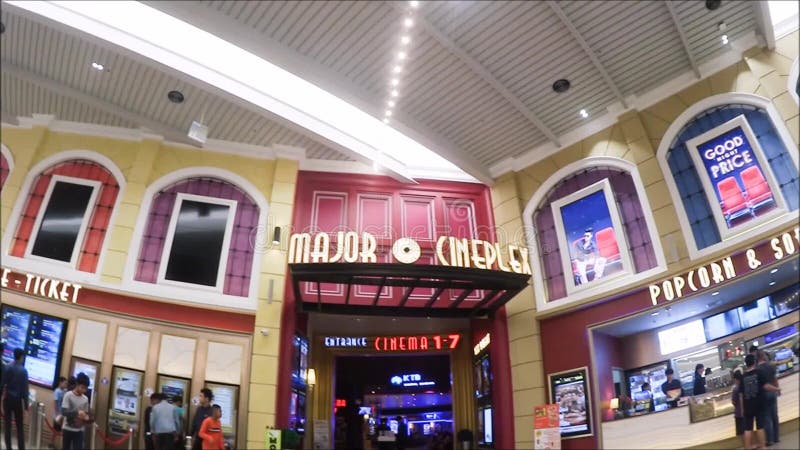 The Major Cineplex is the largest operator of movie theaters in Thailand. The footage showing the front of the theater.