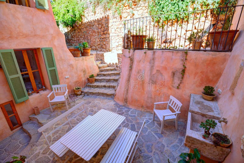 Majorca Balearic house patio in Balearic islands royalty free stock photography Majorca Balearic house patio in Balearic islands royalty free stock photography