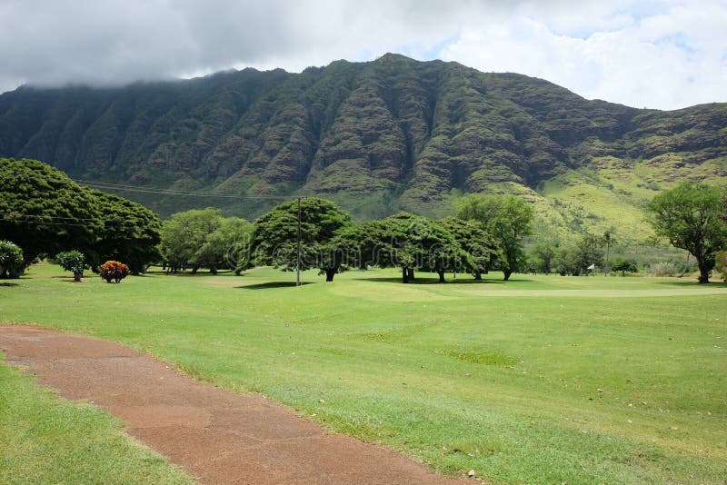 Makaha Valley Golf Course in Hawaii Stock Image Image of lush