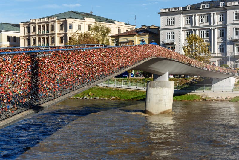 Makartsteg most nad Salzach rzek? w Salzburg Austria fotografia stock