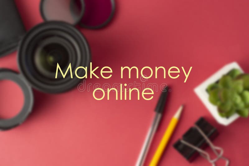 Make Money Online inscription, Business Concept. Make money with photography. Red background royalty free stock photos Make Money Online inscription, Business Concept. Make money with photography. Red background royalty free stock photos
