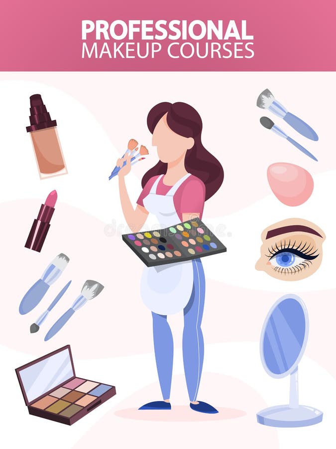 Make Up Artist Standing and Holding Palette and Cosmetic Stock Vector -  Illustration of cosmetics, person: 145569117