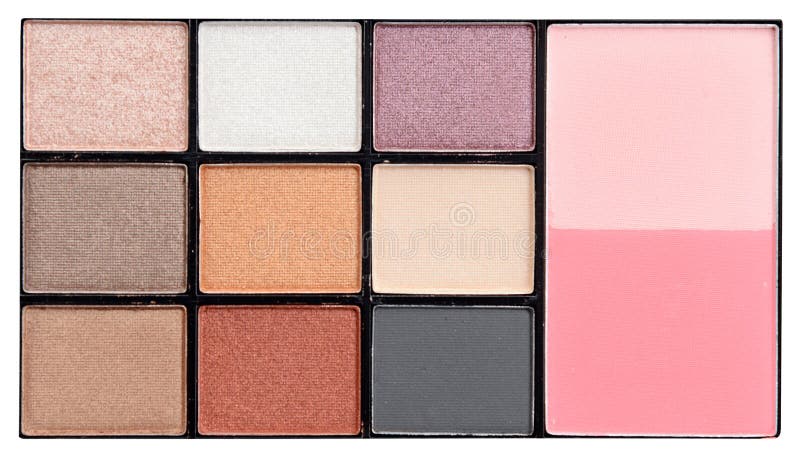 Make-up colorful eyeshadow palettes isolated on white clipping path.