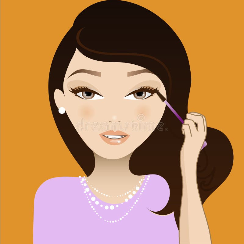 Cute Girl Applying Make Up Stock Illustrations 76 Cute Girl Applying