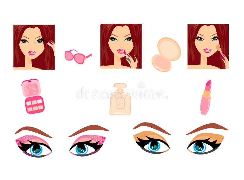 Makeup girl set stock vector. Illustration of cosmetic 43877363