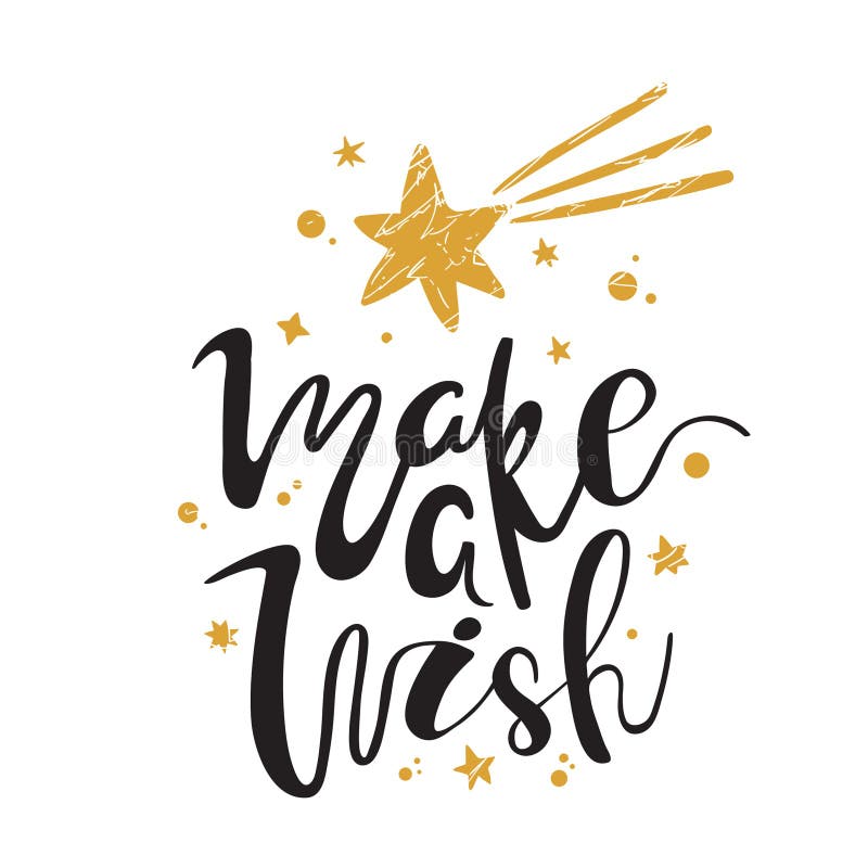 Make A Wish. Calligraphy. Handwritten Brush Lettering For ...