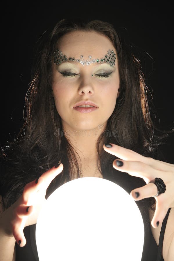 Make Wishing with a Magic Crystal Ball Stock Image Image of woman