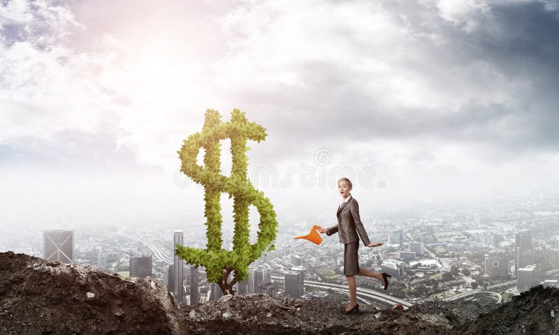 Make your money grow stock image. Image of plant, businesswoman - 92218279