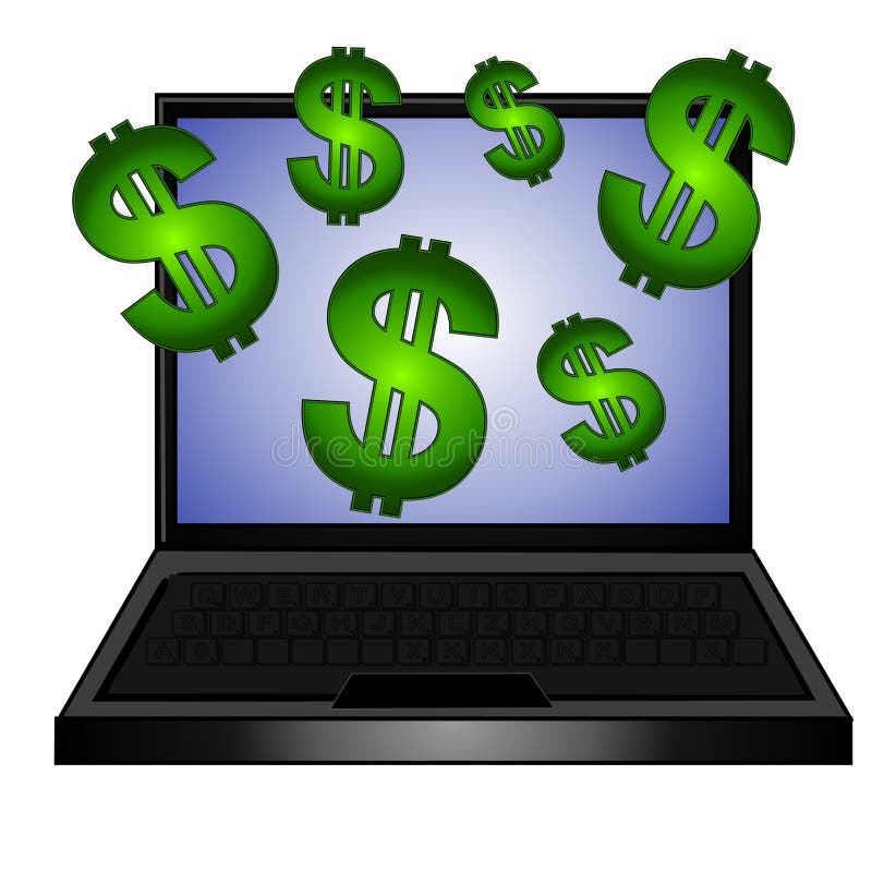 Makend tot Geld Online Computer stock illustratie Makend tot Geld Online Computer stock illustratie