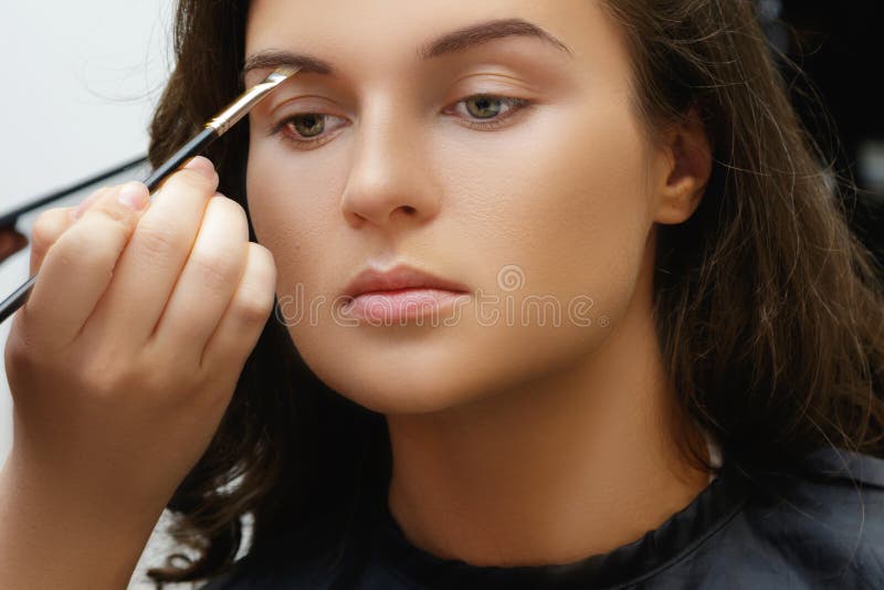 Model and Makeup Artist Working before Photoshoot Stock Photo - Image ...