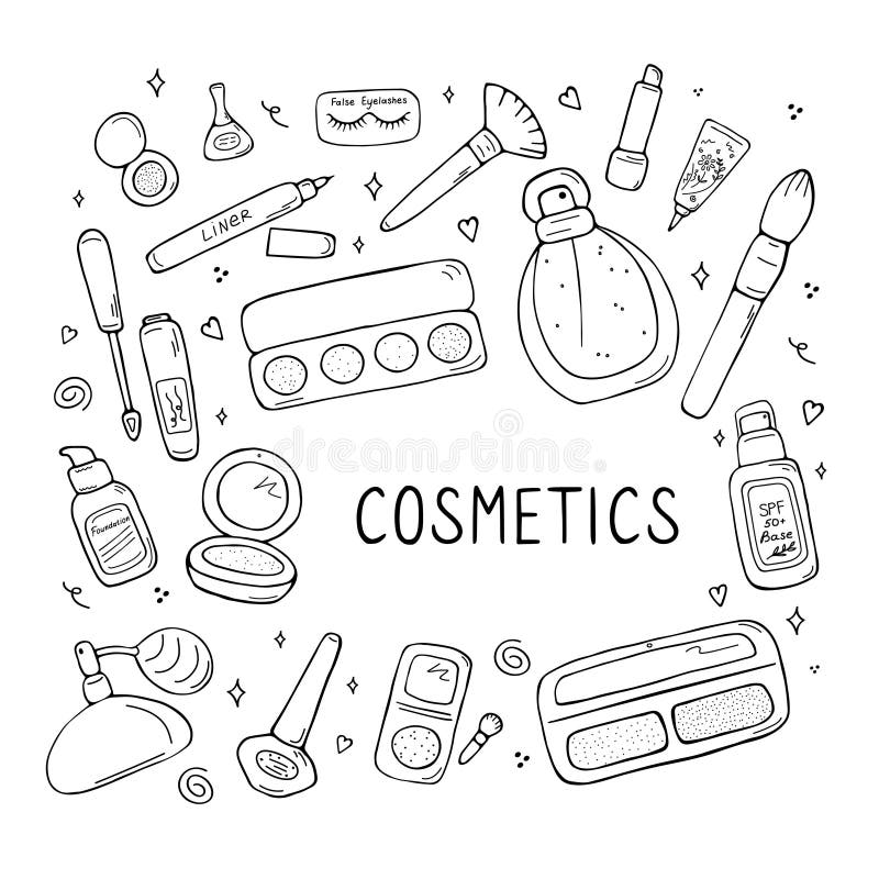 Makeup Set Sketch Drawing Stock Illustration  Download Image Now   Artists Palette Beauty Beauty Product  iStock
