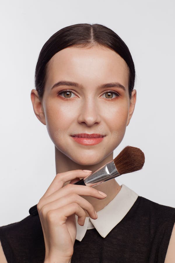 Makeup Artist Holding Makeup Brush Stock Photo Image of brush, black