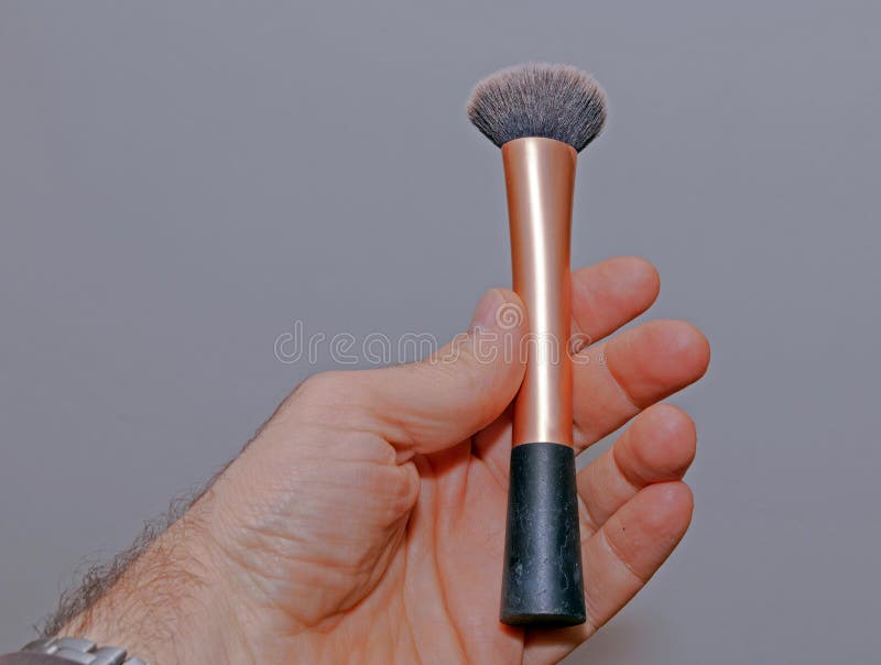Makeup Artist Holding Face Brush Stock Photo Image of metal, hand