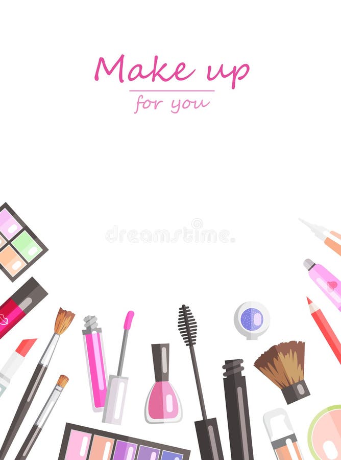 Makeup Beauty Products Flat Vector Stock Vector - Illustration of ...