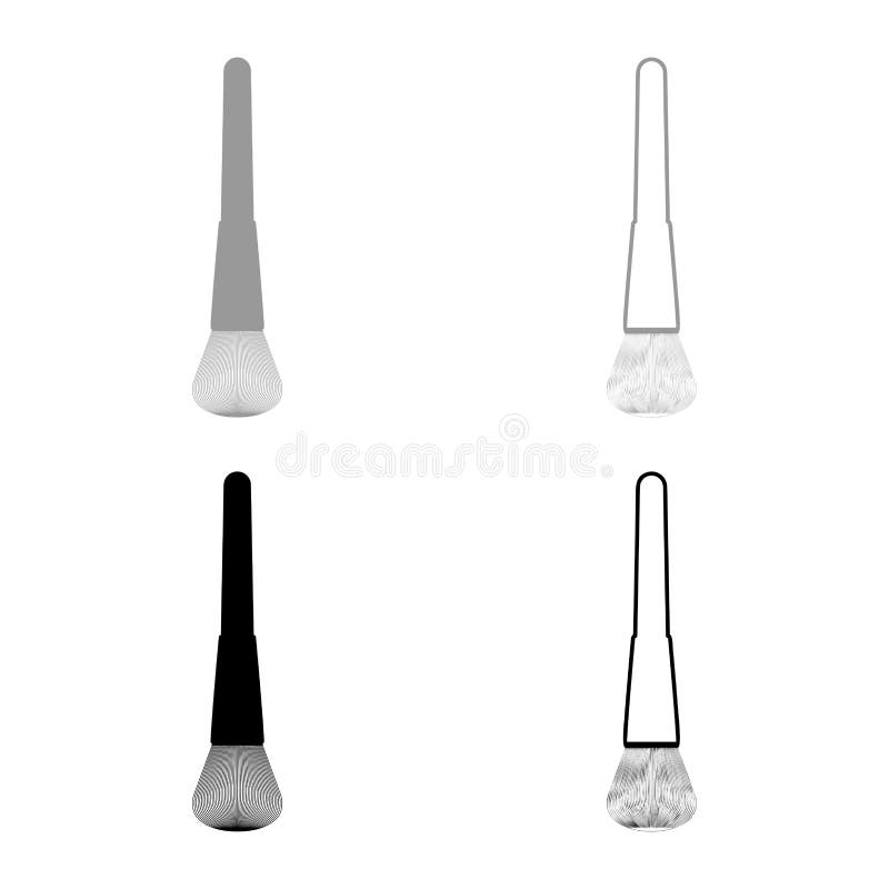 Makeup Brushes Cosmetics Brush Icon Outline Set Black Grey Color Vector
