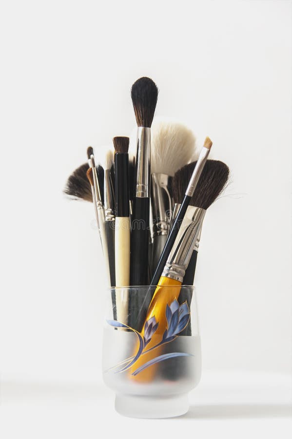 Makeup brushes in cup stock photo. Image of background 38228038