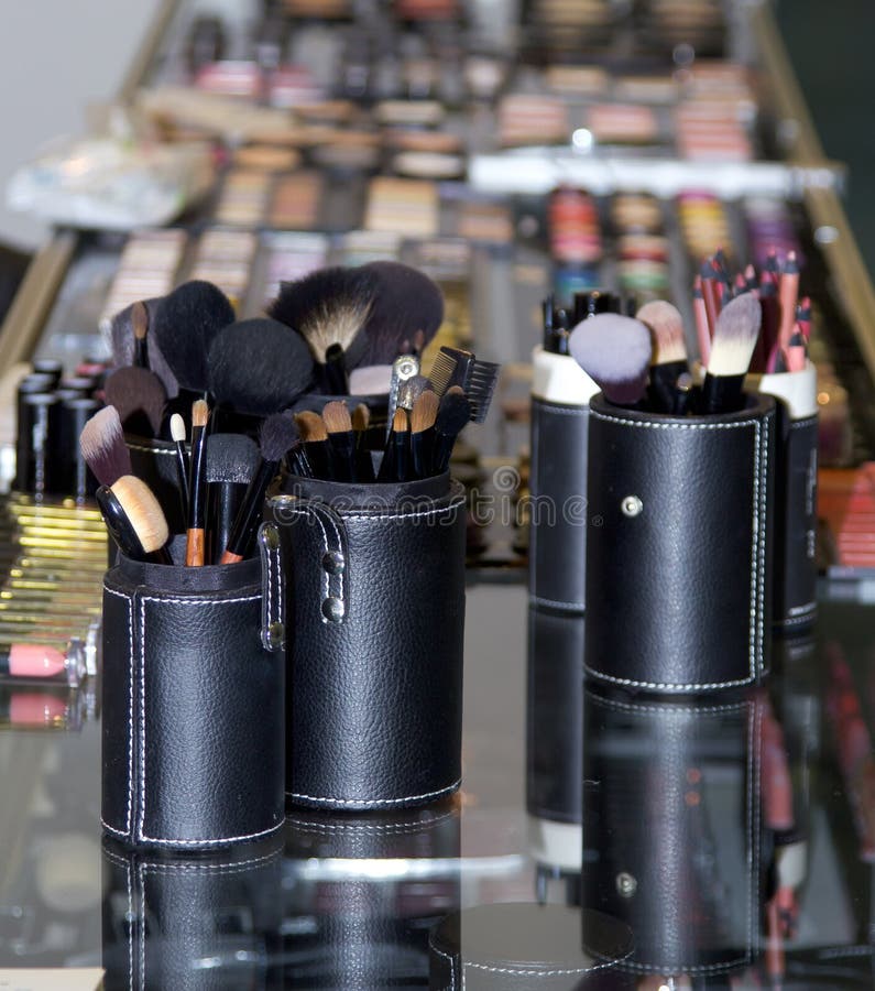 Makeup Brushes are on Display in a Leather Case Stock Photo Image of