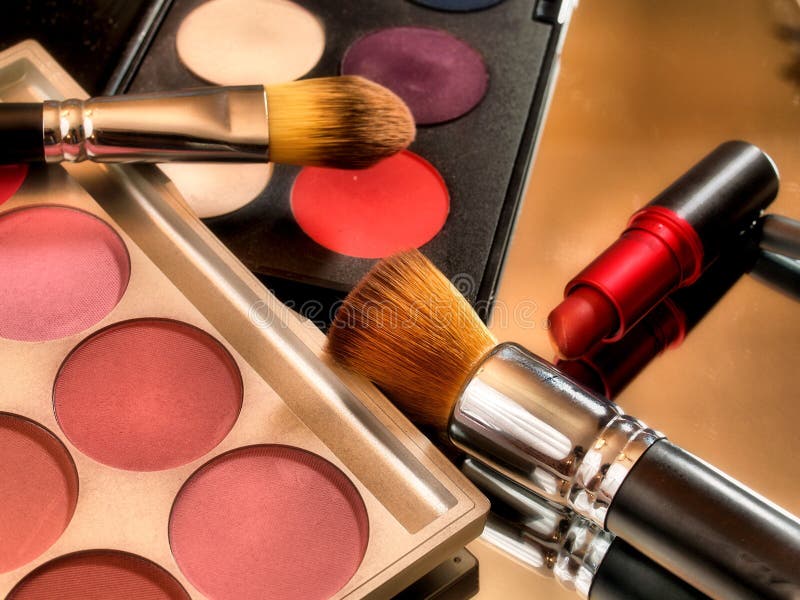Makeup Color Palette with Lipstick Stock Photo Image of mirror