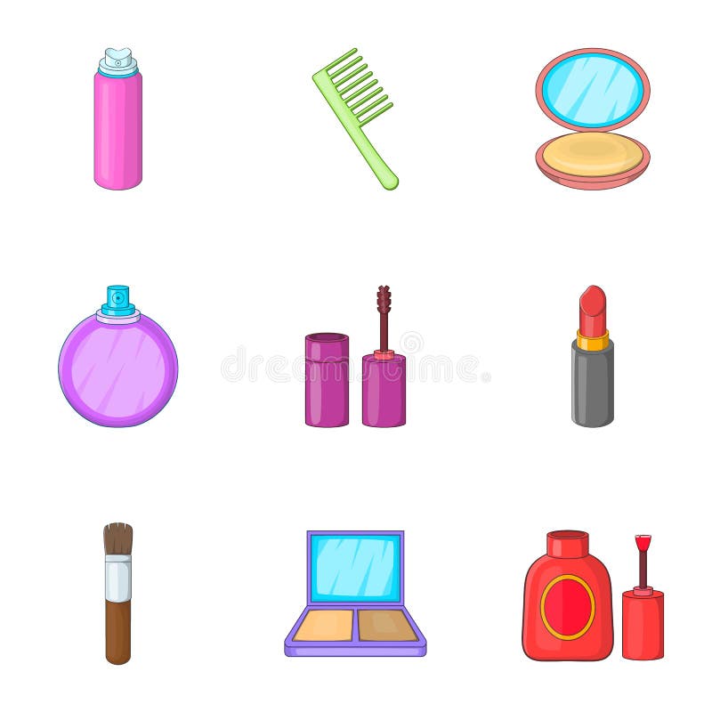 Makeup Cosmetics Icons Set Cartoon Style Stock Illustrations 361 Makeup Cosmetics Icons Set
