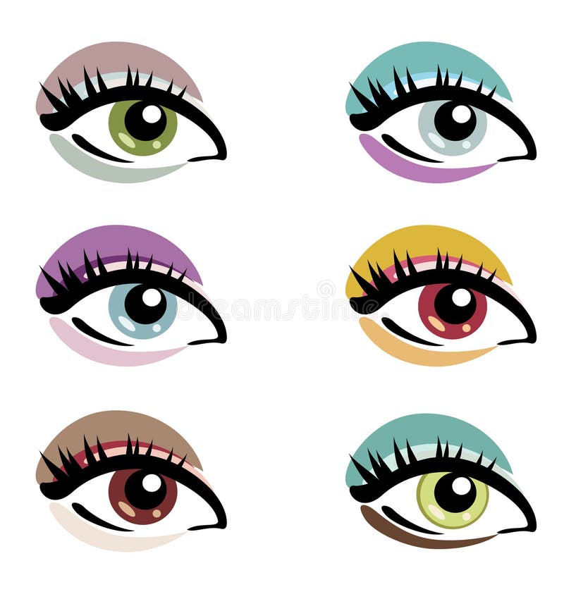 Set of cartoon eyes stock vector. Illustration of makeup 34615652