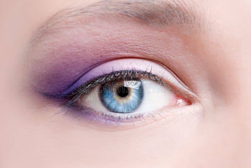 Makeup of a female eye stock photos