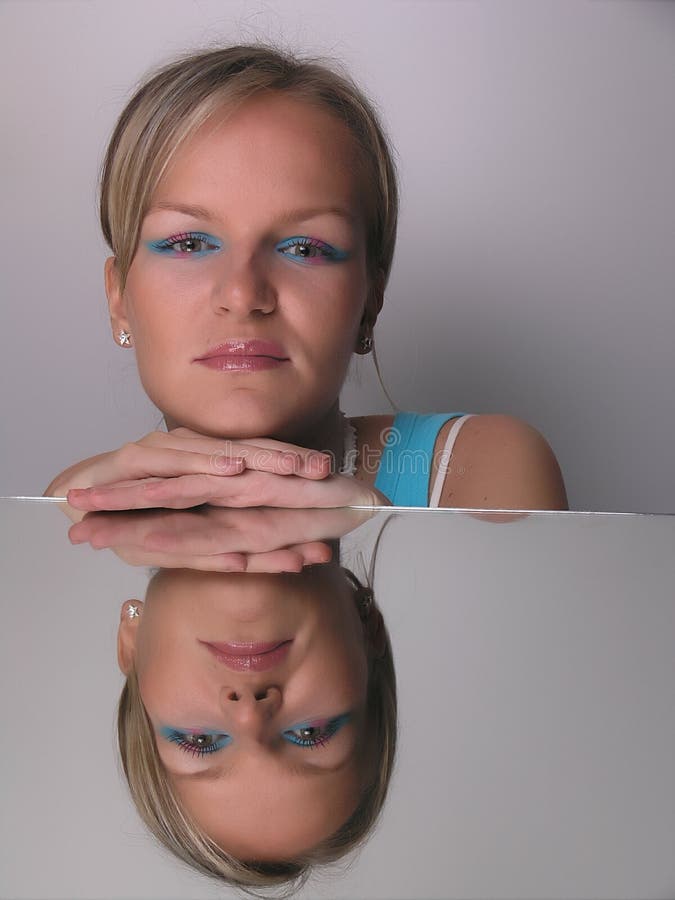 Makeup Girl on Mirror stock image. Image of desire, portrait 2338167