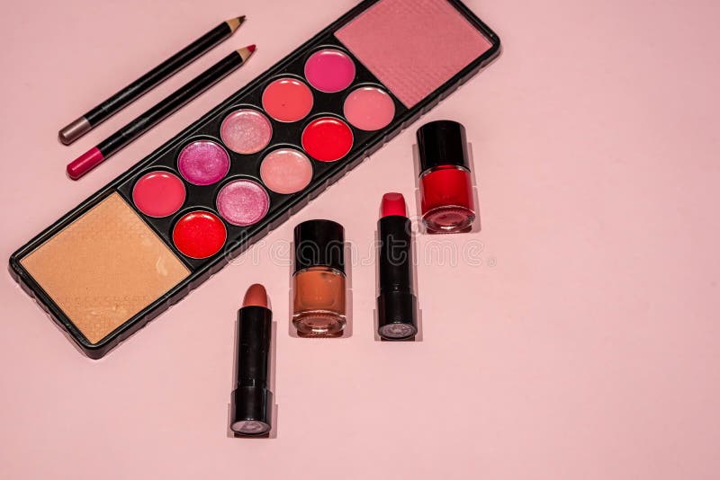 Makeup, Lipstick and Brushes Ready To Use Stock Image Image of nail