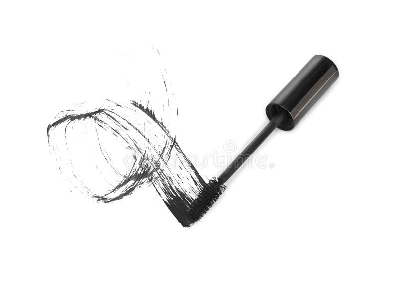 Makeup mascara tube, brush and stain royalty free illustration