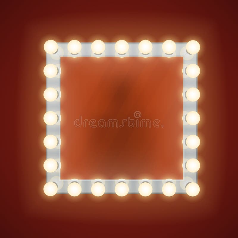 Makeup mirror with electric bulbs. Vector illustration