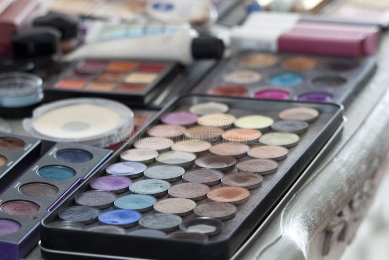Makeup Table with a Set of Cosmetics Stock Image Image of glamour