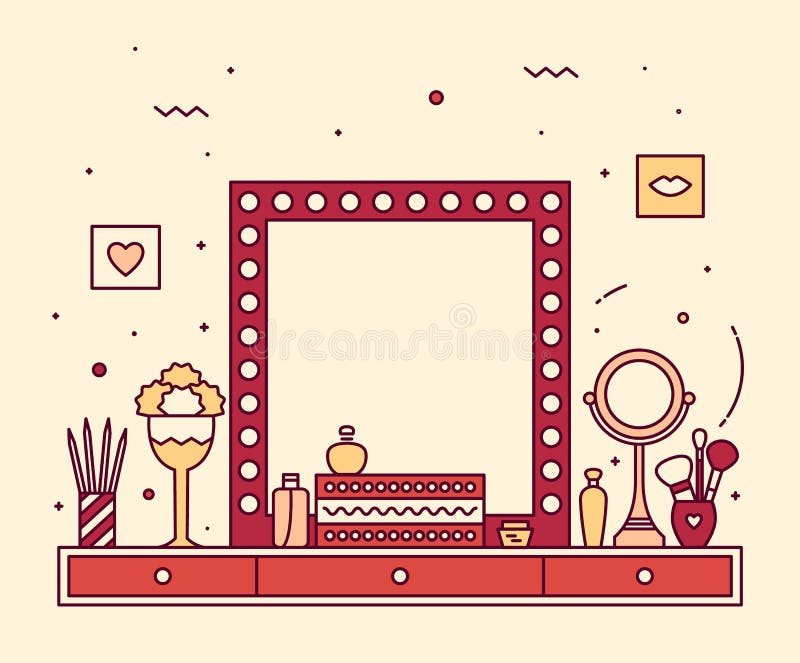 Makeup table vanity linear mirror dressing vector