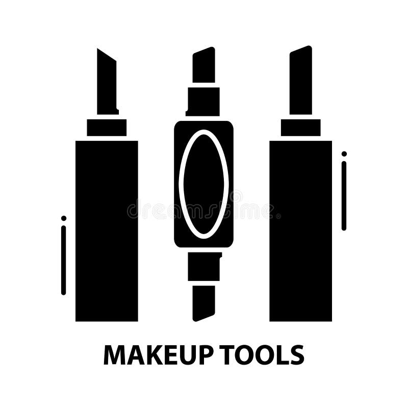 Makeup Tools Icon, Black Vector Sign with Editable Strokes, Concept