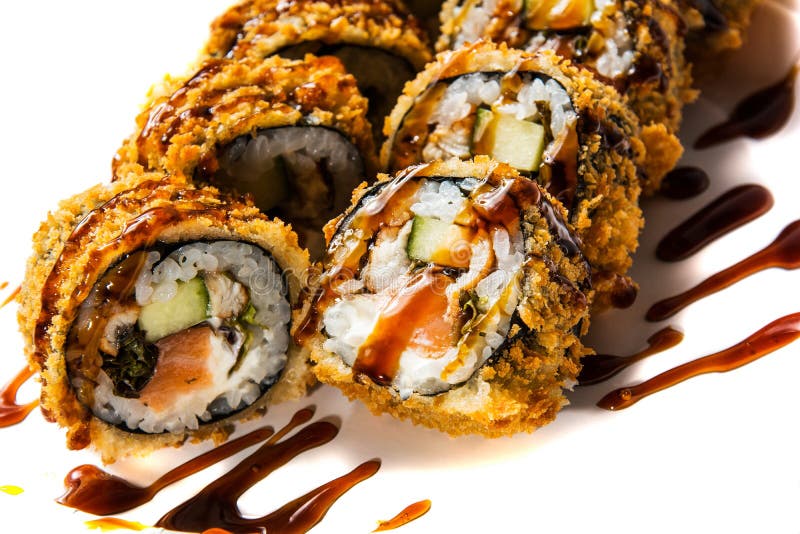Maki de Tempura photo stock. Image du préparé, mangez 43078702