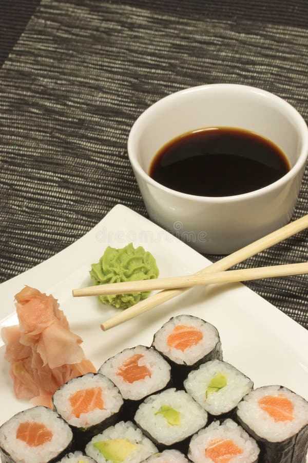 Maki rolls sushi on a plate