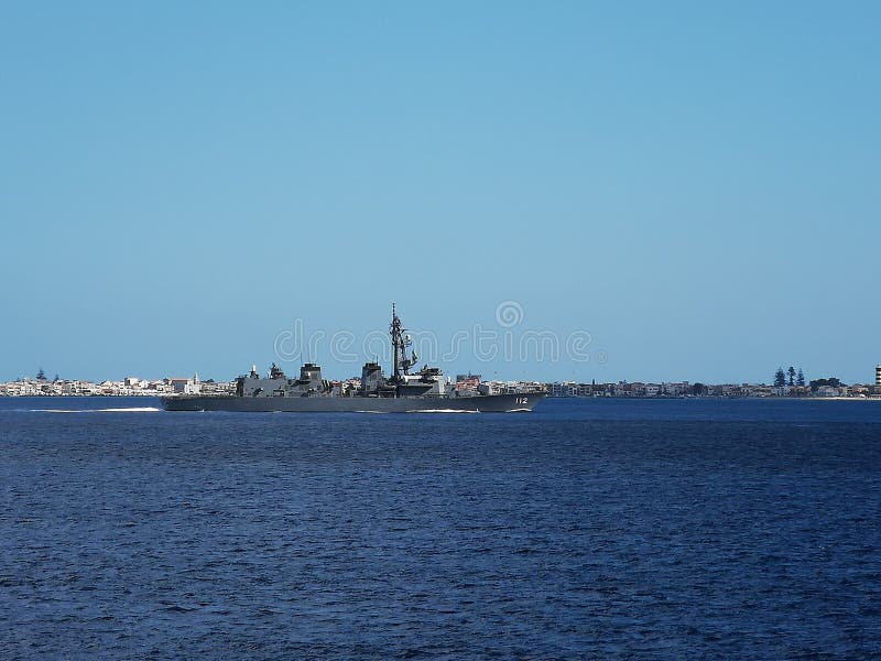 Makinami, Japanese navy Takanami class destroyer passing the Strait of Messina going to Helsinki. Makinami, Japanese navy Takanami class destroyer passing the Strait of Messina going to Helsinki