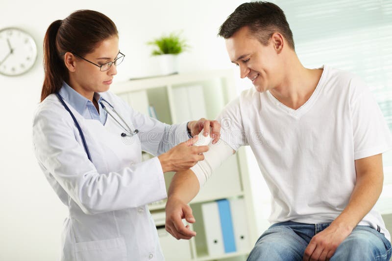 Making bandage stock photos